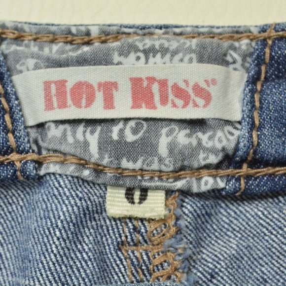 Hot Kiss CICI‎ Size 0 Womens LOW Rise FLORAL HOT PANTS Denim Blue Jean SHORTS - Picture 5 of 8